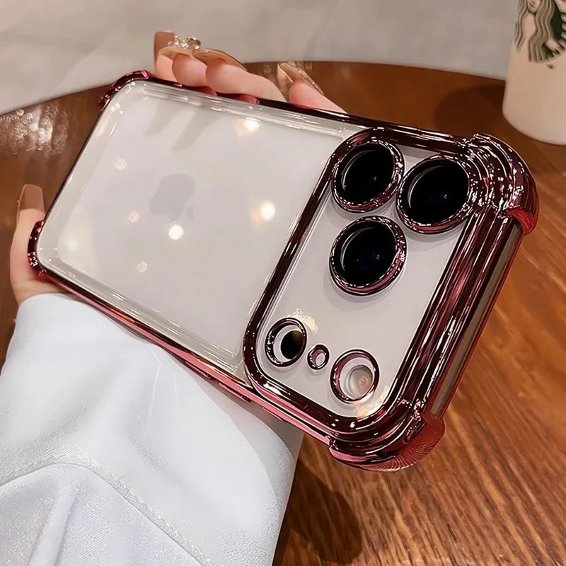 Electroplate Shockproof Clear iPhone Case with Lens Protector for iPhone 17 Series