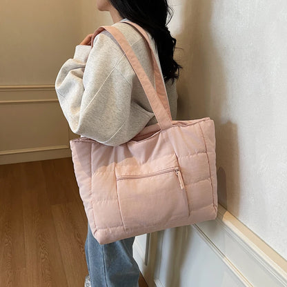 Large Puffer Tote Bag – Women's Quilted Shoulder Shopper