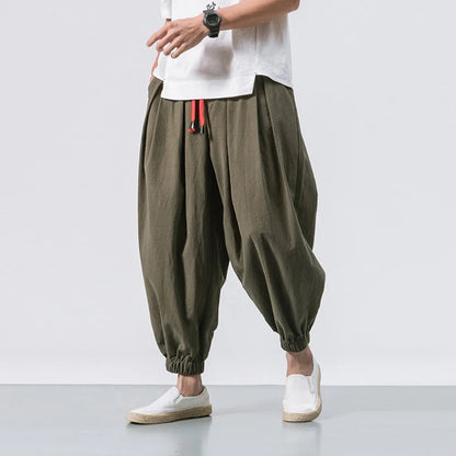 Men's Cotton Linen Harem Pants – Chinese Style Joggers
