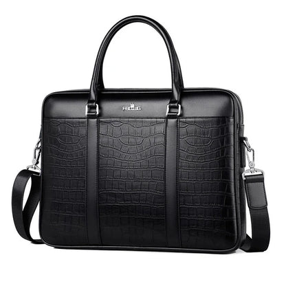 Crocodile Pattern Leather Men's Briefcase – Laptop Shoulder Bag