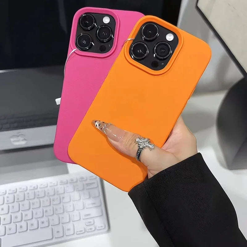 Candy Color Lichee Pattern Soft iPhone Case – iPhone 11 to 17 Series