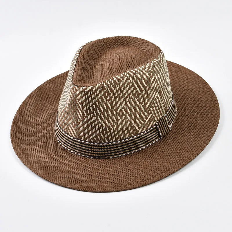 Panama Hat Men's Wide Brim Straw Fedora – Gentleman Summer Sun Hat