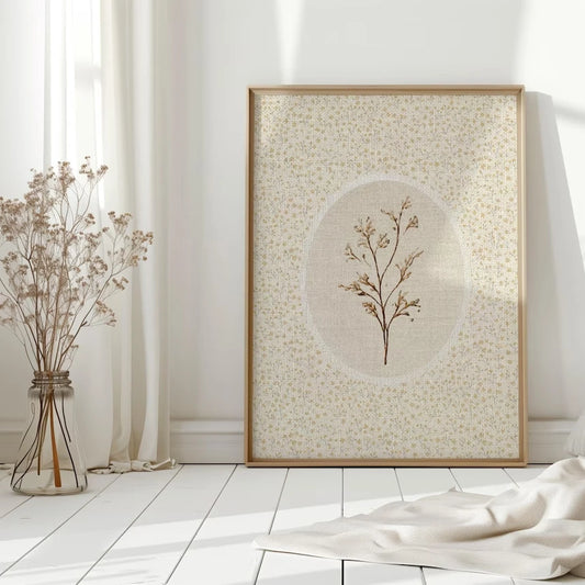 Vintage Botanical Dried Flower Wall Art Print – Retro Floral Poster