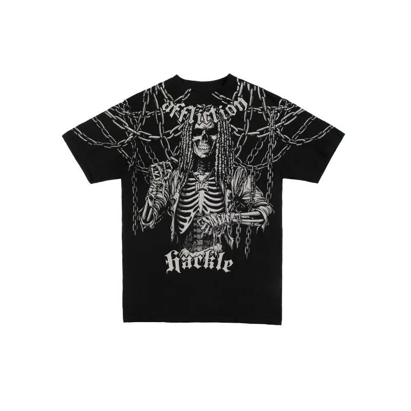 Gothic Graphic T-Shirt – Unisex Washed Streetwear Hip Hop Tee
