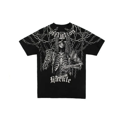 Gothic Graphic T-Shirt – Unisex Washed Streetwear Hip Hop Tee