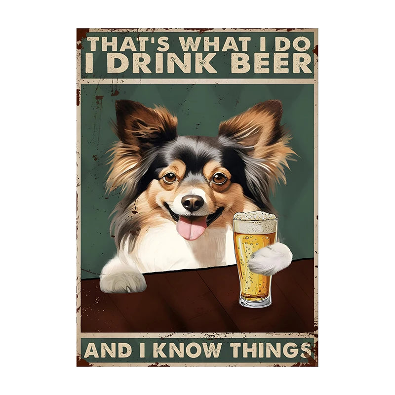 Funny Dog Beer Poster – That's What I Do I Drink Beer Wall Art
