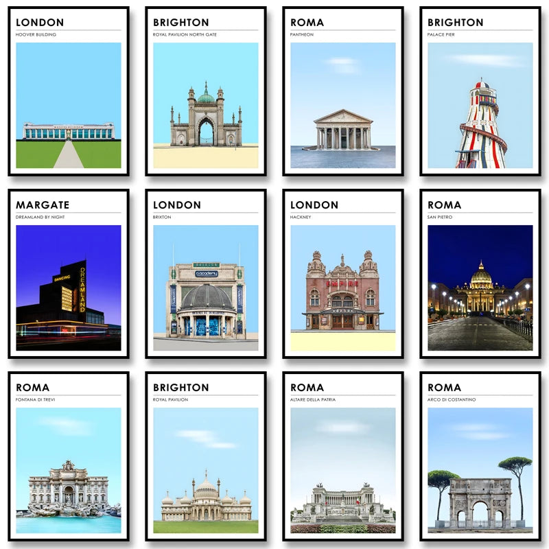 Famous City Architecture Wall Art Poster – Canvas Print for Living Room