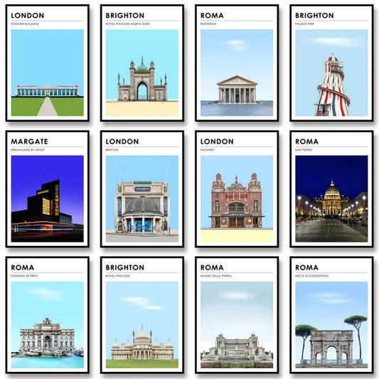 Famous City Architecture Wall Art Poster – Canvas Print for Living Room