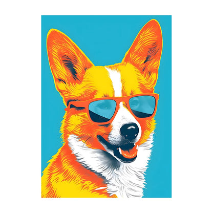 Corgi Wearing Sunglasses Poster Funny Dog Canvas Painting Print Wall Art Picture Living Room Cuadros