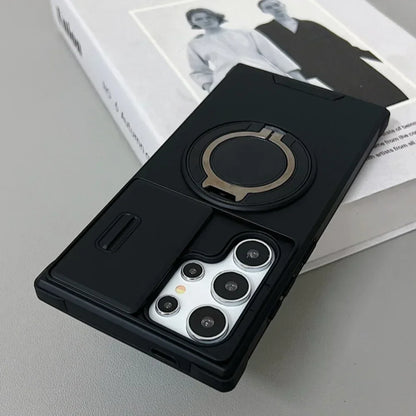 Slide Camera Cover Magnetic Ring Stand Samsung Case