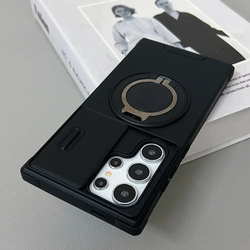 Slide Camera Cover Magnetic Ring Stand Samsung Case