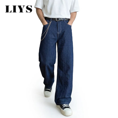 LIYS Striped Straight Leg Men's Jeans – Japanese Korean Style