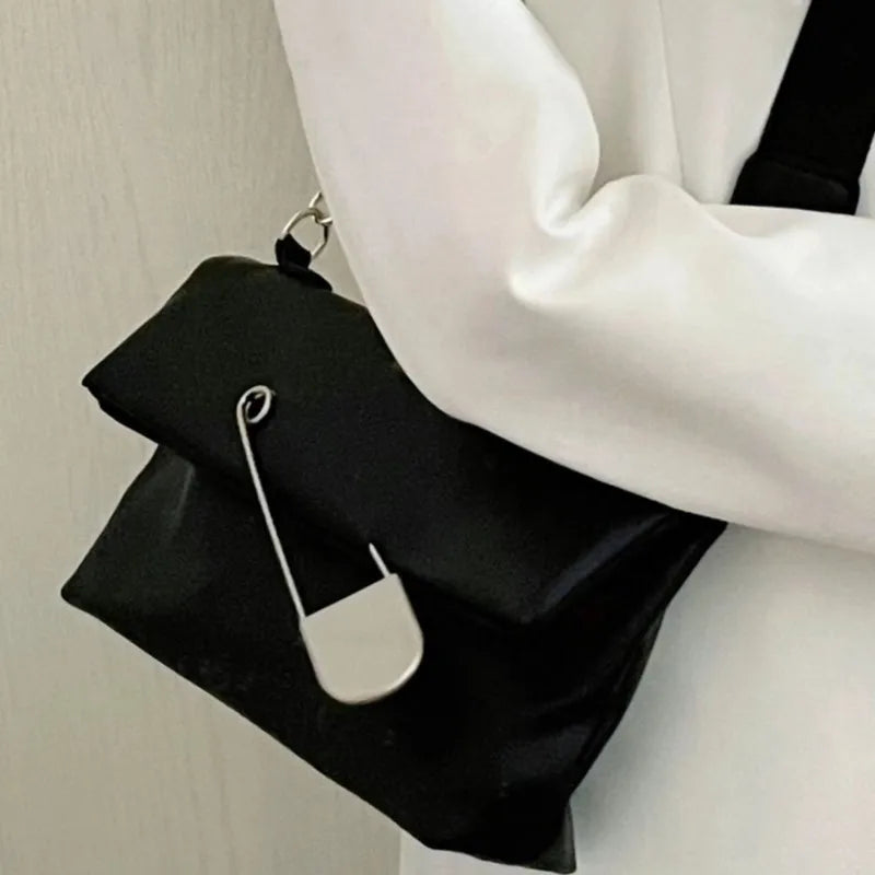 Korean Large Pin Black Shoulder Bags