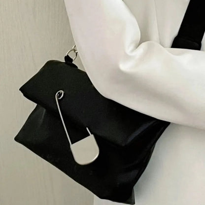 Korean Large Pin Black Shoulder Bags