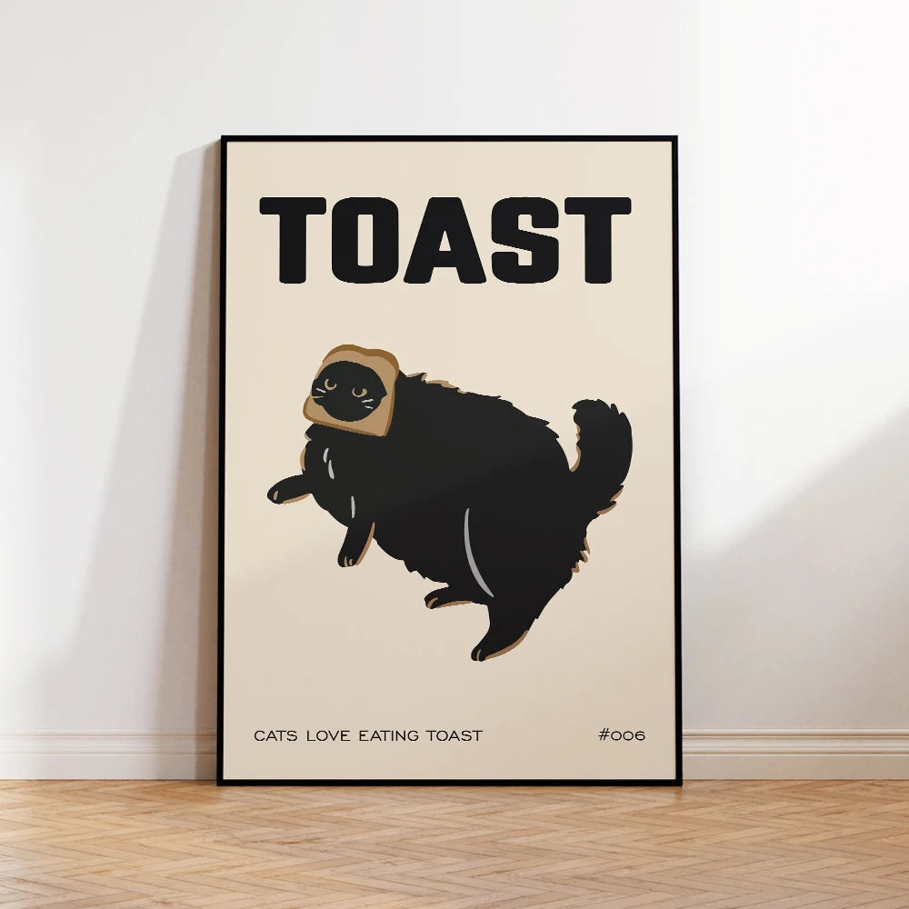 Black Cat Toast Wall Art Poster – Funny Cat Lover Gift