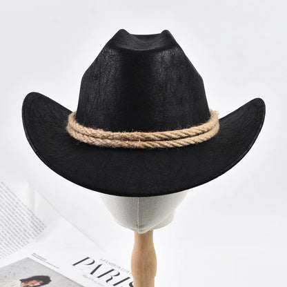 Vintage Western Cowboy Hat with Rope Band – Unisex