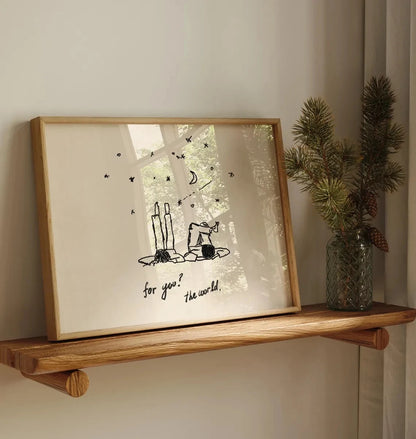 Minimalist Couple Wall Art Print – For You The World Poster
