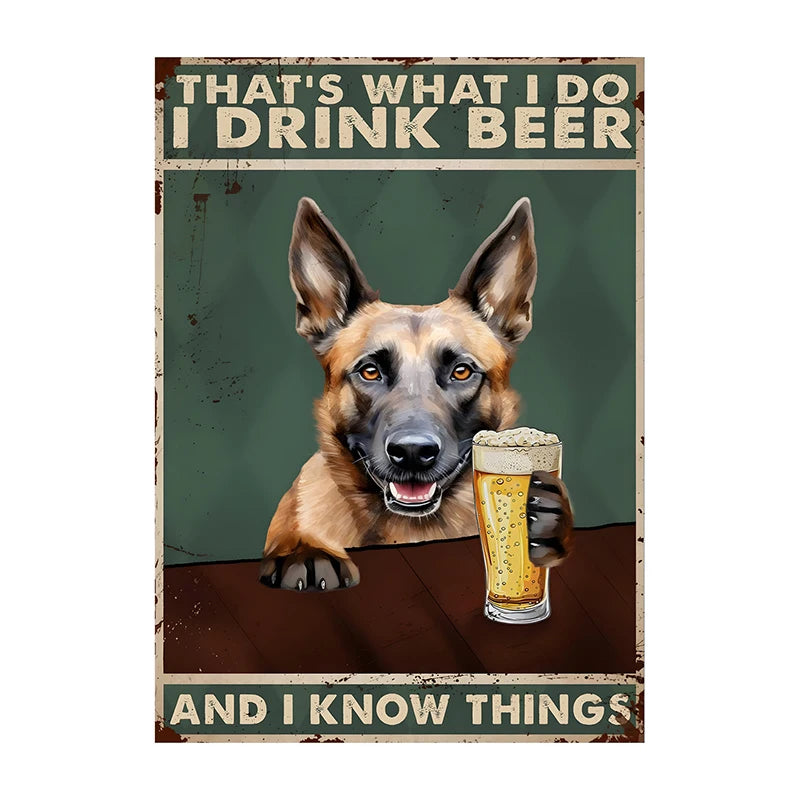 Funny Dog Beer Poster – That's What I Do I Drink Beer Wall Art