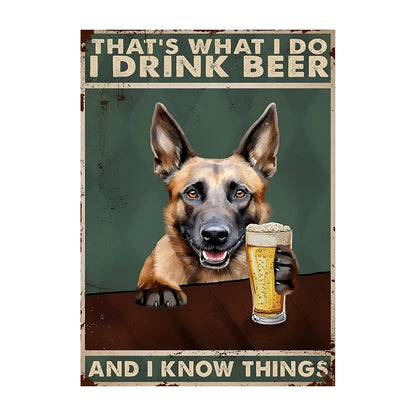 Funny Dog Beer Poster – That's What I Do I Drink Beer Wall Art