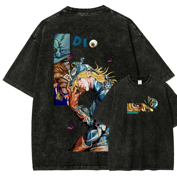 JoJo's Bizarre Adventure Anime Graphic T-Shirt – Diego Brando Washed Cotton Tee