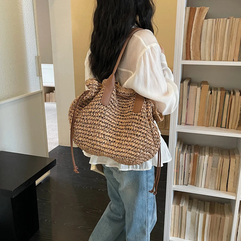 Straw Woven Beach Tote Bag for Women