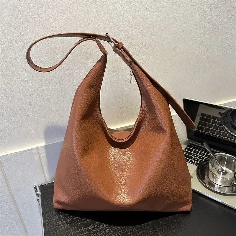 Fashion Leather Tote Bag Simple Large High Capacity Shoulder Bag