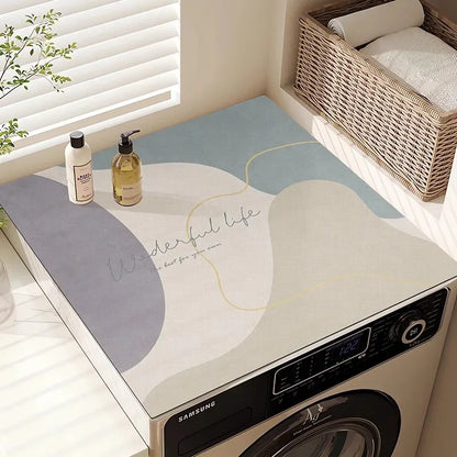 Washing Machine Top Cover Mat – Absorbent Non-Slip Cute Cartoon Pad