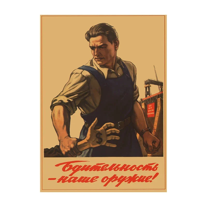 Soviet USSR Vintage Propaganda Poster – Stalin Portrait Retro Wall Art Print