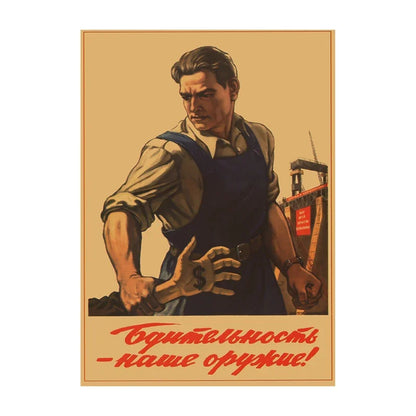 Soviet USSR Vintage Propaganda Poster – Stalin Portrait Retro Wall Art Print