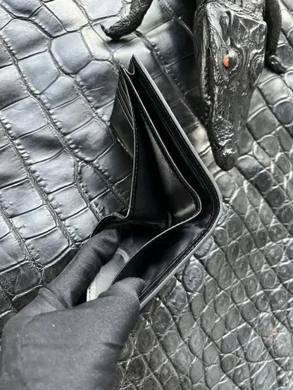 Men's Genuine Crocodile Leather Bifold Wallet | Luxury Card Organizer