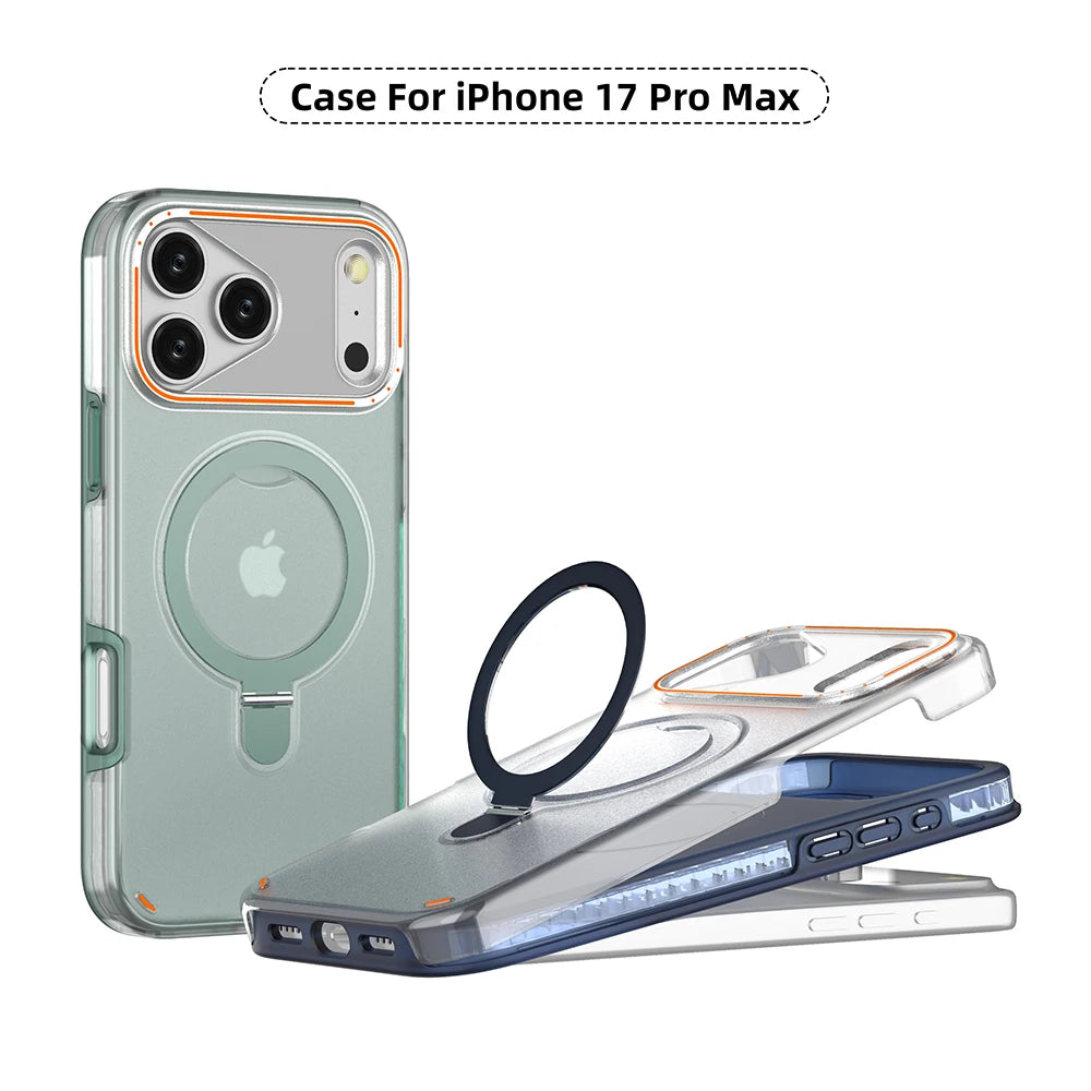 MagSafe Magnetic Ring Stand Matte Phone Case – iPhone 11 to 17 Series