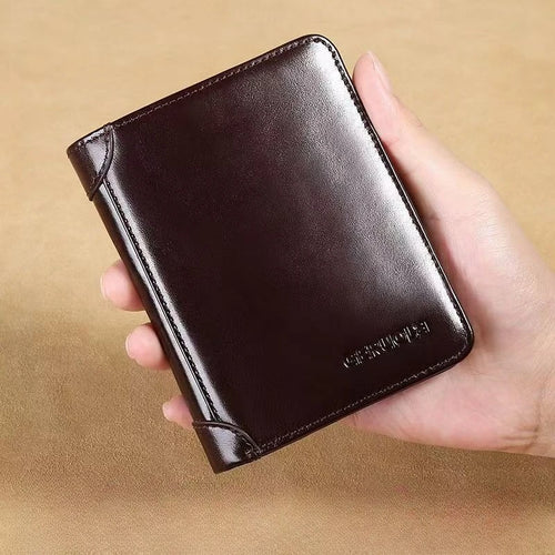 Men S Wallets 100 Cow Genuine Leather Short Wallet Male Cash Purses Clutch Boy 3 Fold Casual