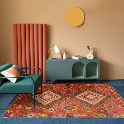 Bohemian Area Rug – Soft Non-Slip Ethnic Style Carpet, Machine Washable