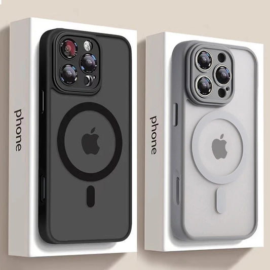 Magnetic MagSafe iPhone Case – Matte Translucent Shockproof Armor