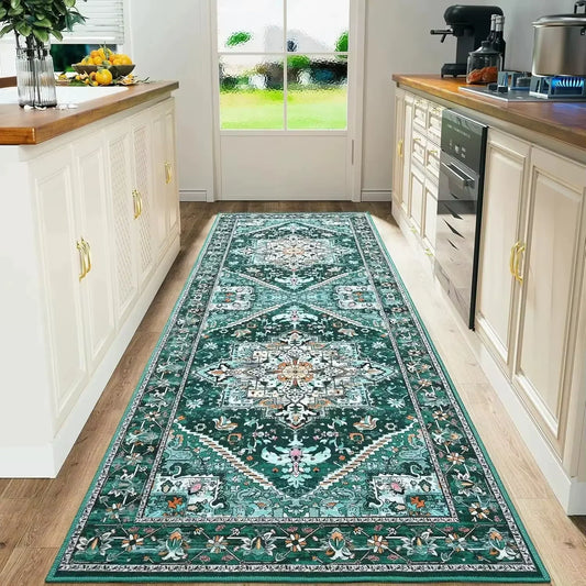 Vikama Vintage Bohemian Rug - Stain-Resistant Non-Slip Entrance Hallway Doormat Kitchen Corridor