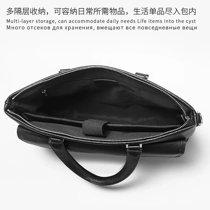Genuine Leather Men's Briefcase – 13" Laptop Messenger Bag