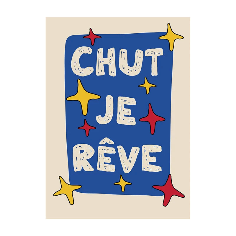 Kids Room Wall Art Poster – Chut Je Reve Typographic Print