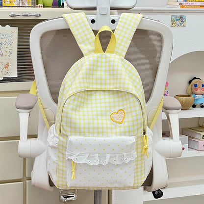 Plaid Backpack for Teen Girls – Cute Kawaii School Daypack