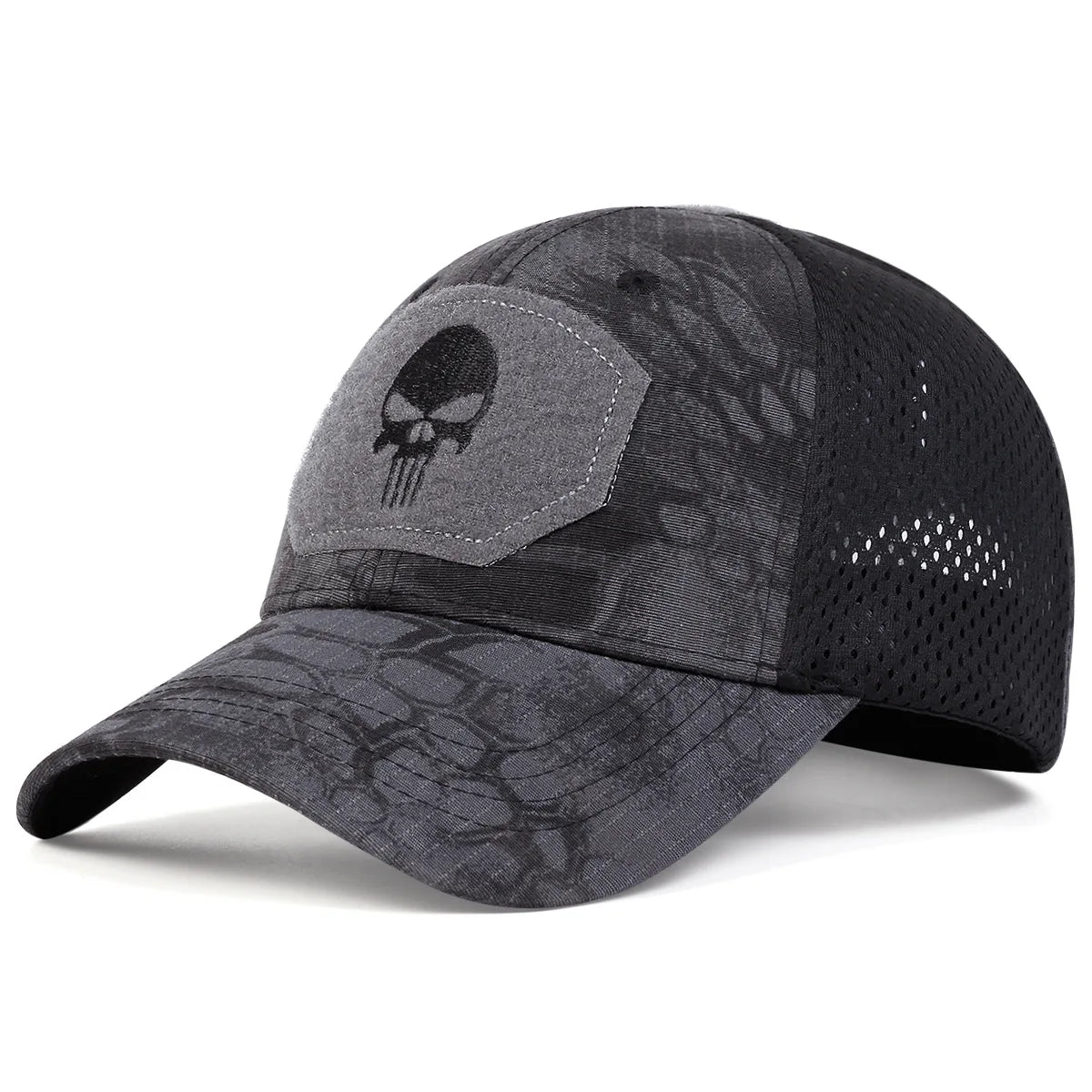 Skull Embroidered Tactical Baseball Cap – Breathable Mesh