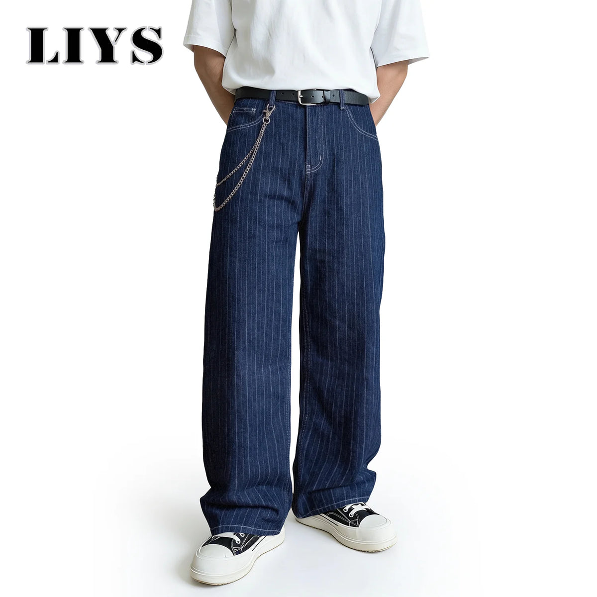 LIYS Striped Straight Leg Men's Jeans – Japanese Korean Style