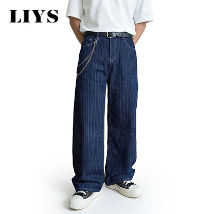 LIYS Striped Straight Leg Men's Jeans – Japanese Korean Style