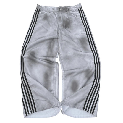 Y2K Baggy Wide-Leg Jeans with Side Stripe – Harajuku Streetwear