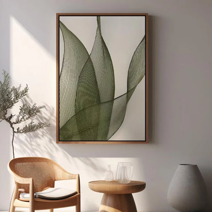 Botanical Green Leaf Line Art Canvas Wall Art Poster – Minimalist Nature Print
