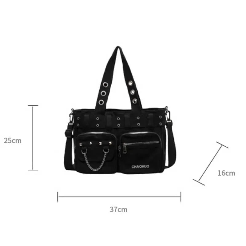 Chains Zipper Buckle Nylon Shoulder Bags