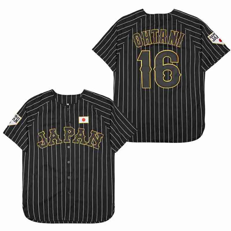 Ohtani #16 Japan Baseball Jersey – Embroidered Pinstripe Sportswear