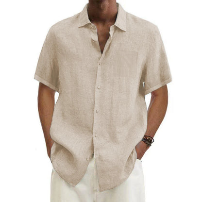 Men's Cotton Linen Short Sleeve Shirt – Summer Casual