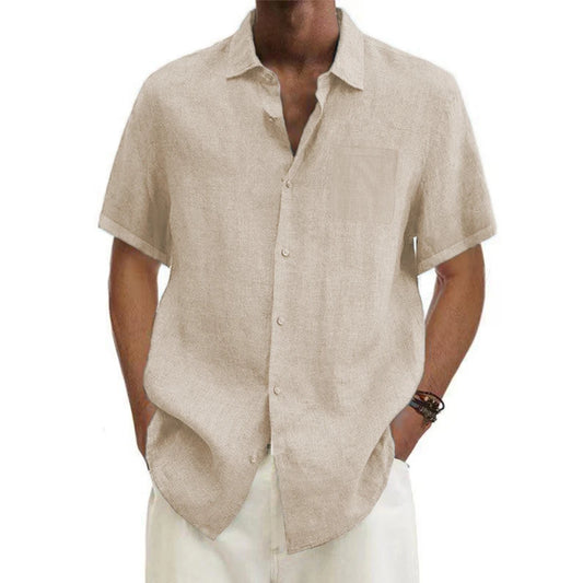 Men's Cotton Linen Short Sleeve Shirt – Summer Casual