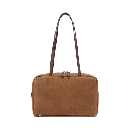Suede Leather Boston Crossbody Bowling Tote Bag