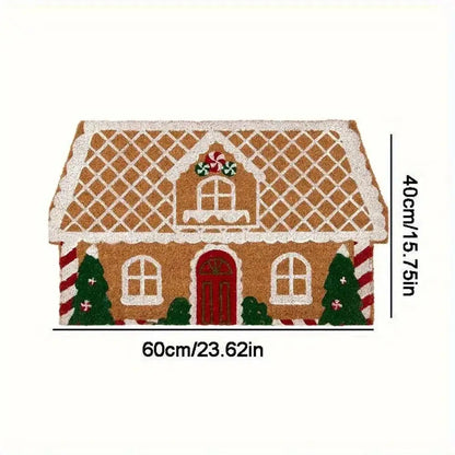 Christmas Gingerbread House Shaped Rug – Soft Non-Slip Floor Mat