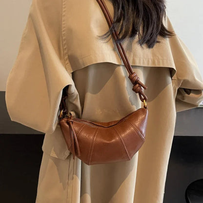 Personalized Croissant Shoulder Bag Vintage PU Leather